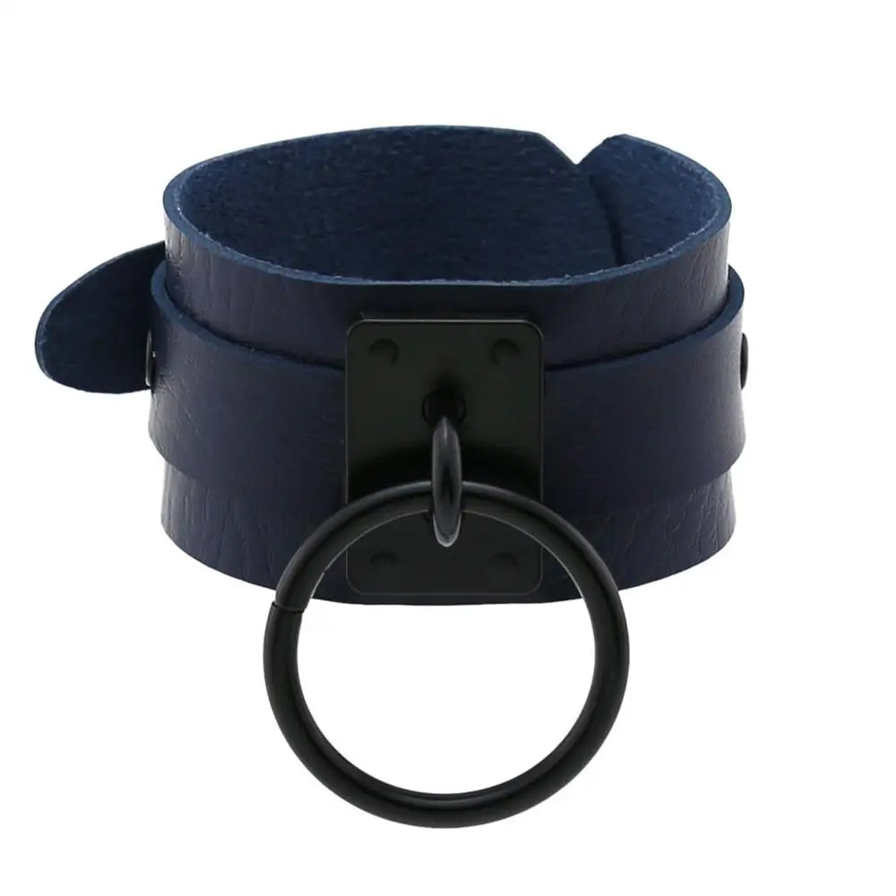 Newest Black O-Round Leather Bracelets for Women Girls 2023 Punk Gothic Anime Wide Bracelet Bangles Men Party Jewelry